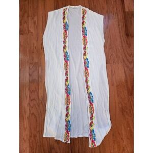 Anthropologie Boho Embroidered Kimono Duster‎ Festival Beach Cover Up Women's M